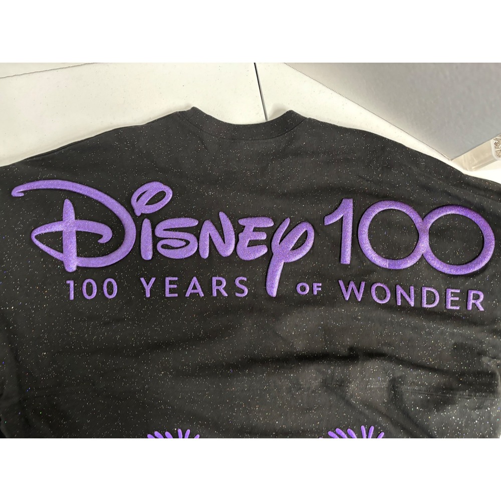 Disney 100 Spirit Jersey Walt Disney World Black Purple Glitter Fireworks XL - Picture 4 of 6